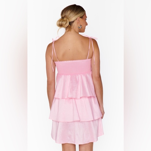 Show Me Your MuMu Meet Cute Pink Tiered Mini Dress size small NWOT - Picture 2 of 10